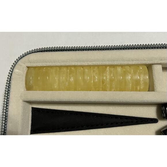 Microfiber Leather Travel Backgammon Set Zip Closure w Wristlet All Pieces NWOB - Picture 5 of 11